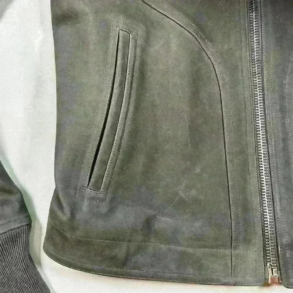 RICK OWENS Men Zipped Calf Leather Jacket in Dark Dust Size 38US - Picture 6 of 16